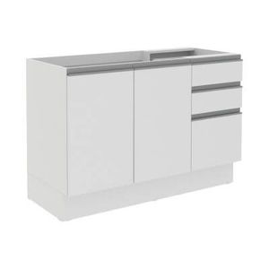 Kit com 2 Balcões de Cozinha Madesa Acordes 100% MDF (Sem Tampo e Pia)  Frentes Branco Brilho