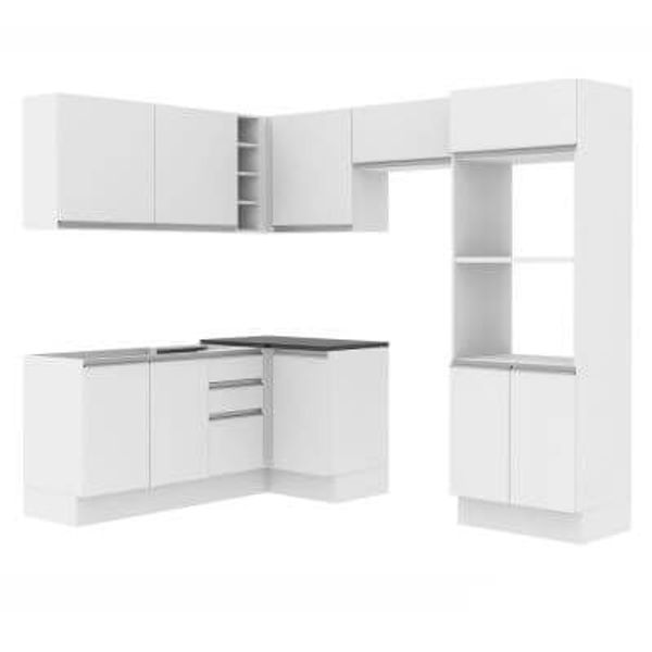 Cozinha Completa Madesa 100% MDF Acordes de Canto (Sem Tampo e Pia) -  Portas Branco Brilho