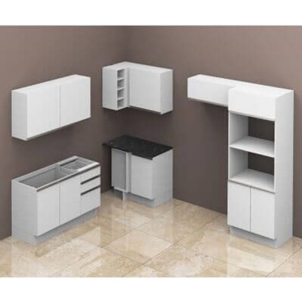 Kit com 2 Balcões de Cozinha Madesa Acordes 100% MDF (Sem Tampo e Pia)  Branco/Rustic