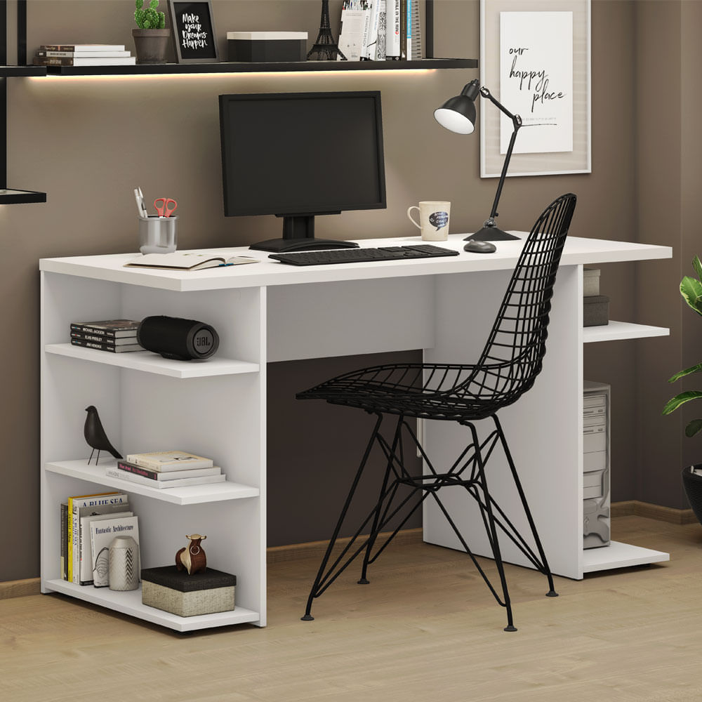 Escrivaninha Mesa para Computador Office 9409 Madesa Branco - Moveis  Simonetti
