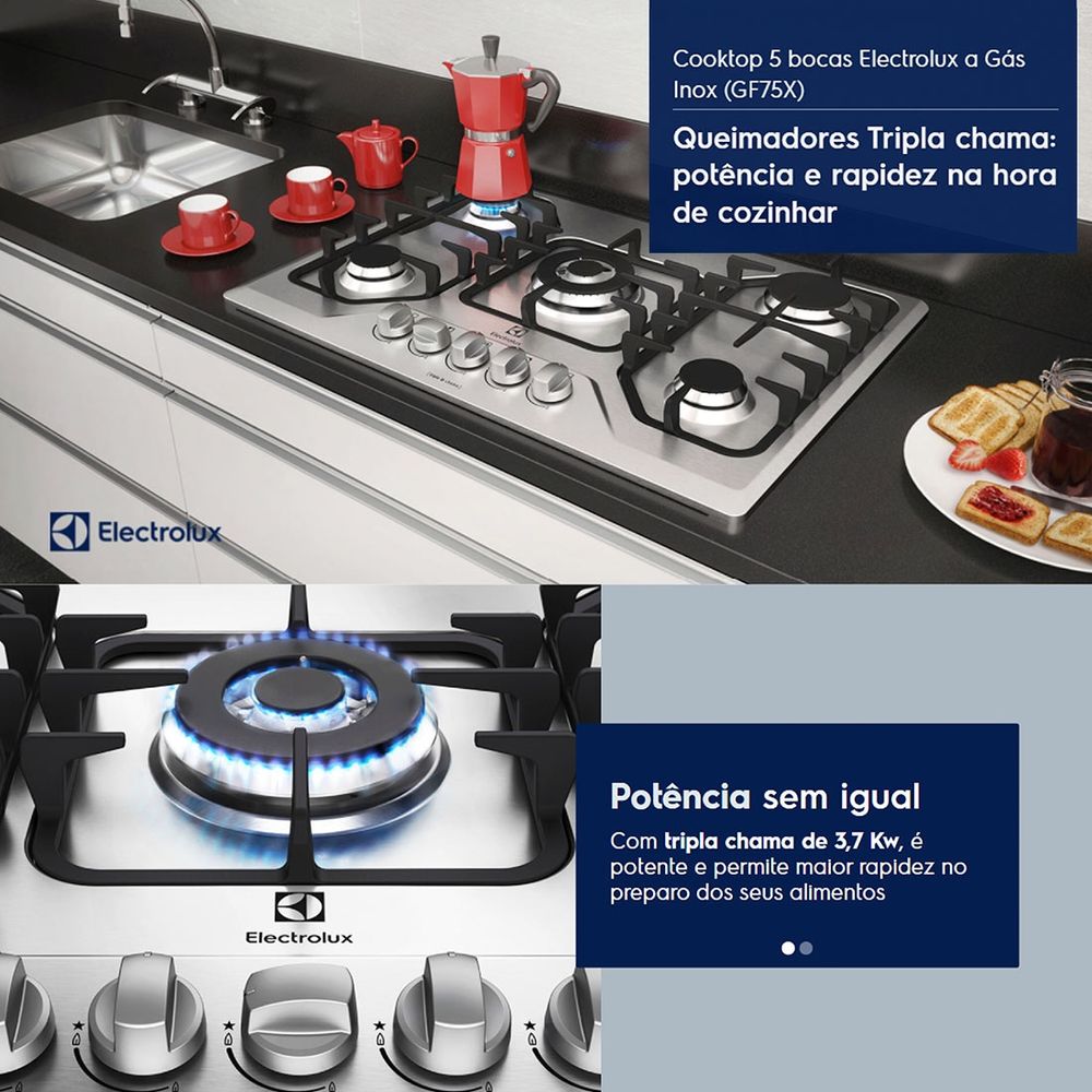 Adquira já o seu Cooktop 5 Bocas GF75X Electrolux na